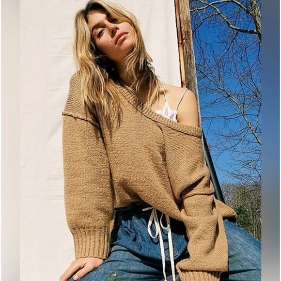 Free People Brookside Tunic Sweater Knit in Desert Camel Size M - Picture 1 of 11